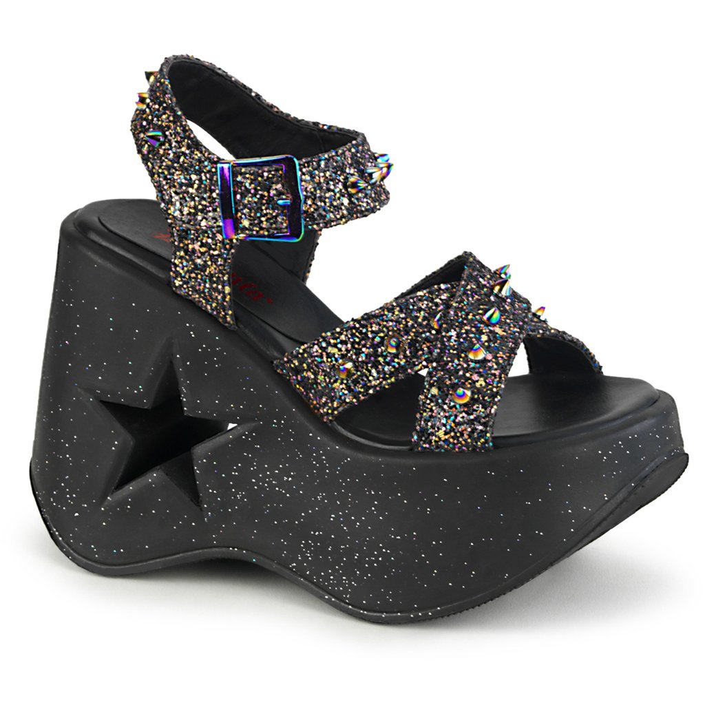 Chaussures Plateforme Demonia Dynamite 02 Glitter Femme - Noir/Multicolore 05614-WANF